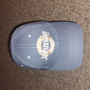 Johnson Motors Embroidered Baseball Snap-on Blue White Cap Hat
